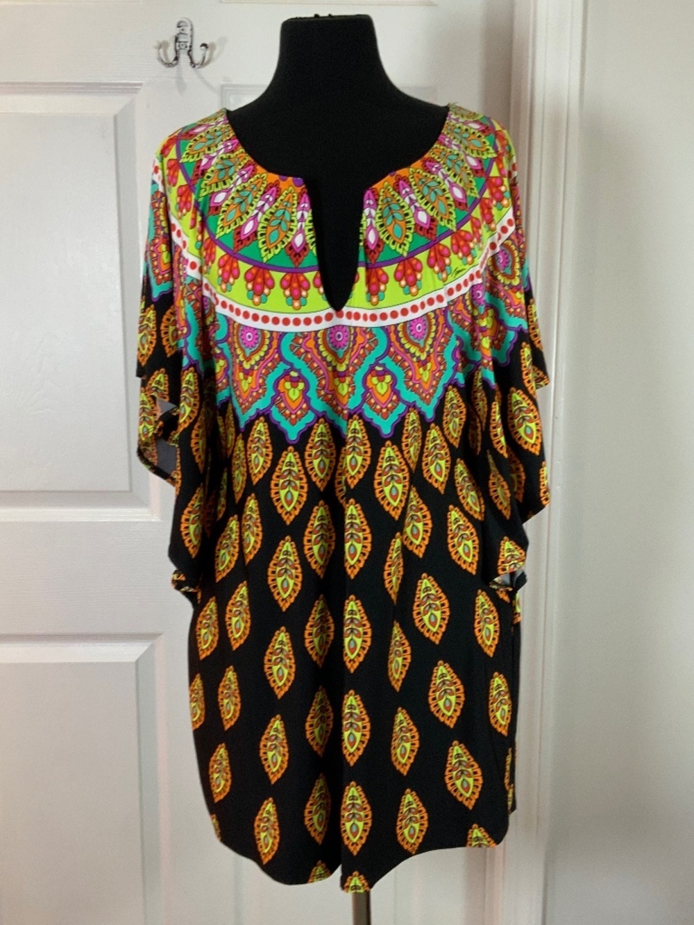 Trina Turk Moroccan Tunic Swim Cover Up Vacation Resortwear Mini Dress Large - Picture 3 of 13